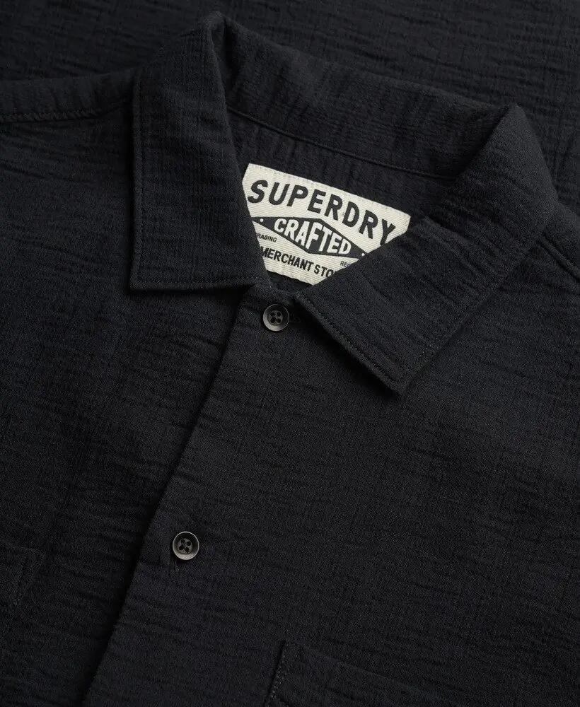 Chemise manches courtes texturée The Merchant Store en coton bio – Black 6/6