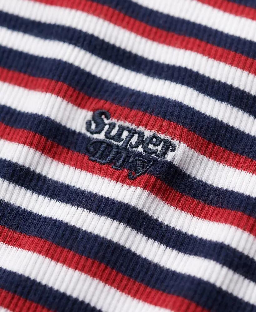 superdry Vestido midi bodycon canelado – Richest Navy Stripe 3/6