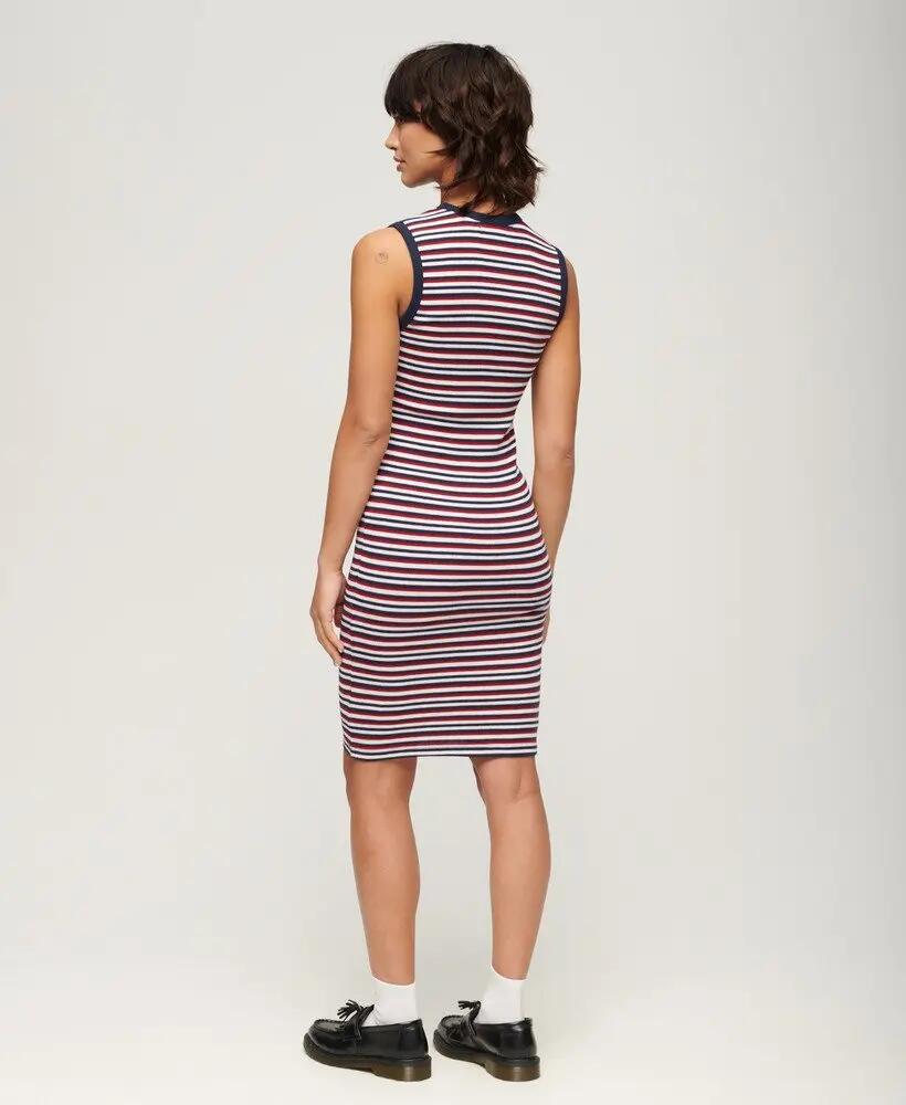 superdry Vestido midi bodycon canelado – Richest Navy Stripe 2/6