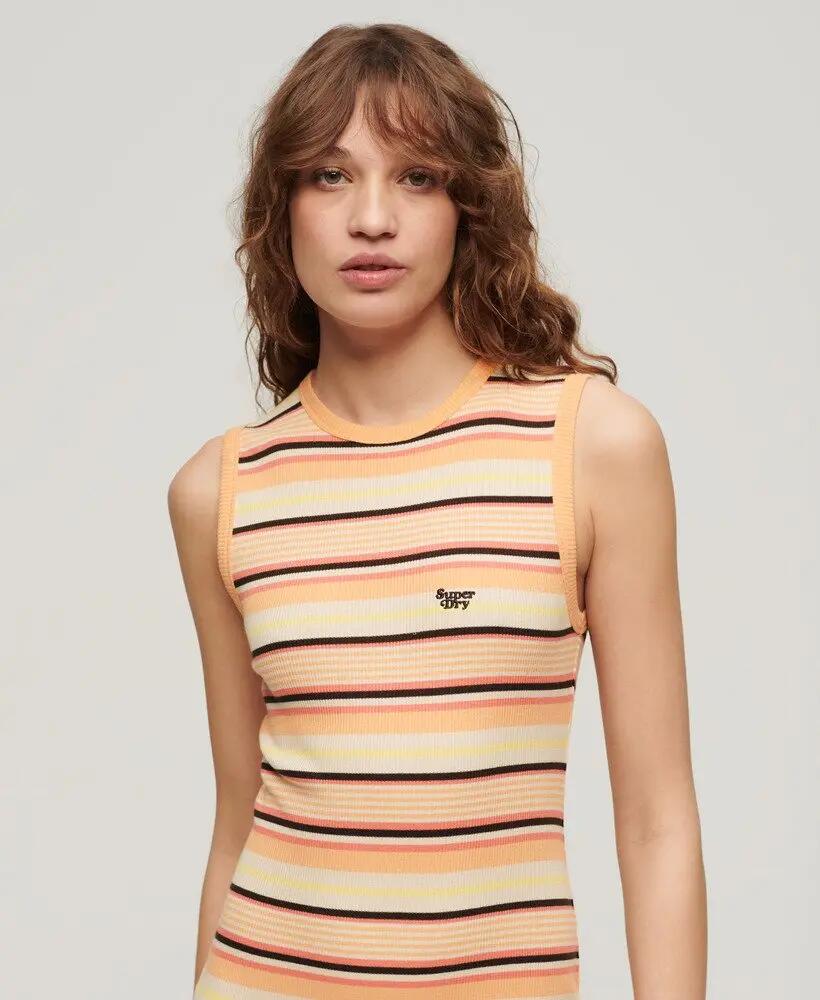 superdry Vestido midi justo de canalé – Varsity Orange Stripe 3/7
