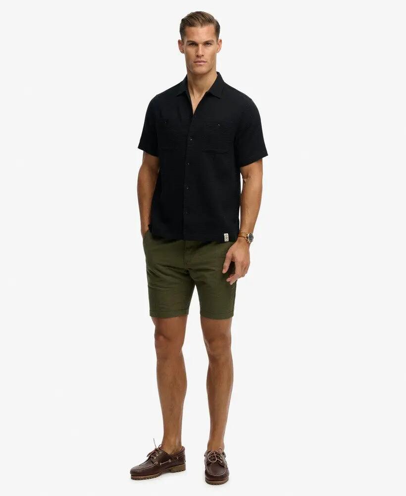Chemise manches courtes texturée The Merchant Store en coton bio – Black 3/6