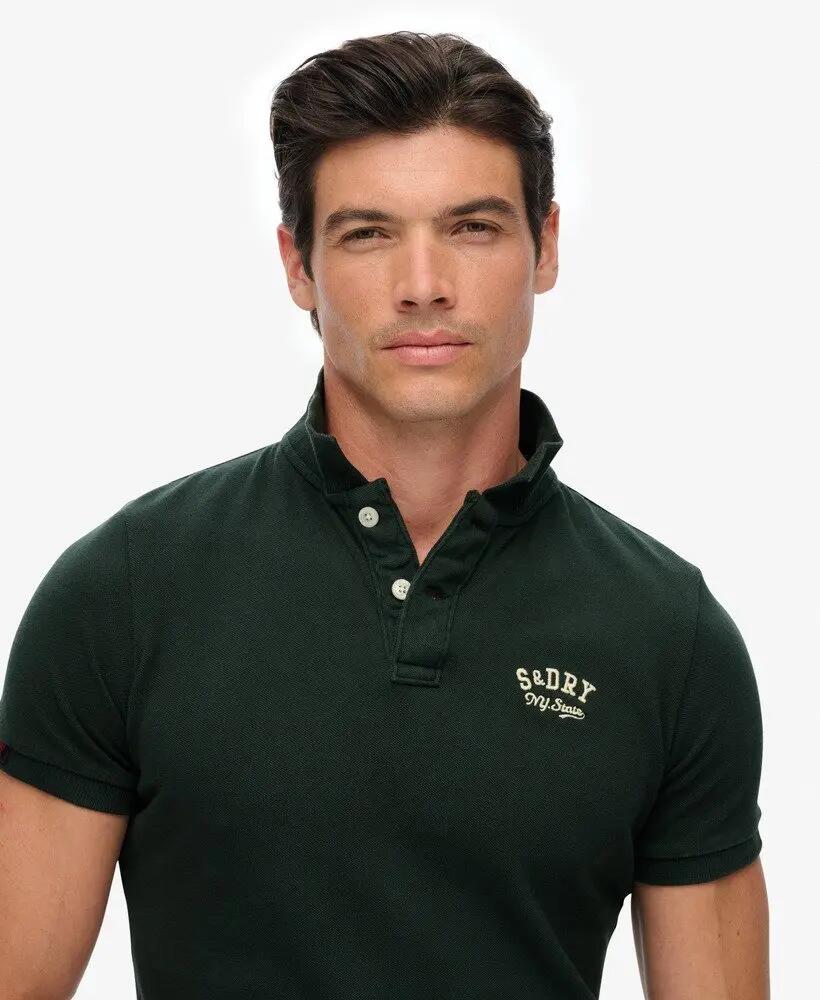 superdry Polo Vintage Athletic bordado em algodão – Eagle Green 4/7