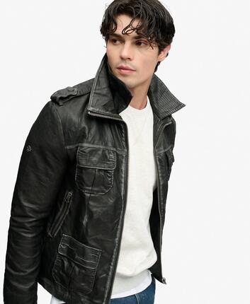 superdry Veste militaire Brad imitation cuir – Black