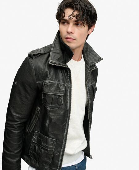 superdry Veste militaire Brad imitation cuir – Black