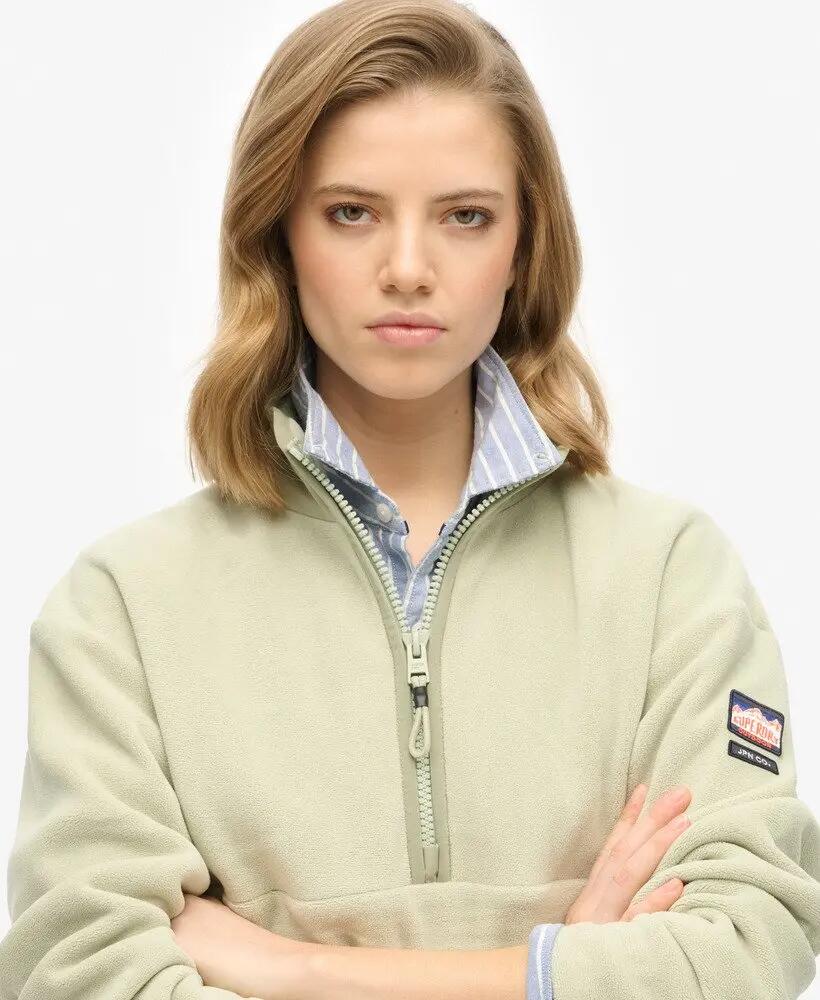 superdry Active Half Zip Fleece en polyester recyclé extensible – Dusty Sage 3/4