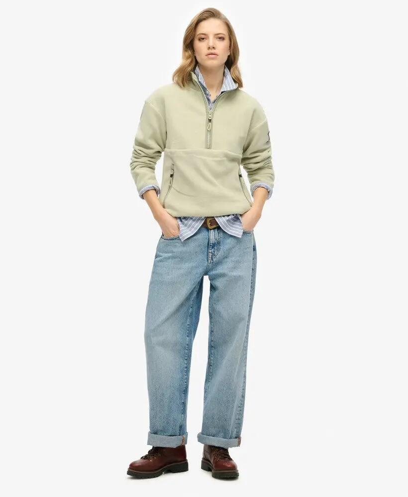 superdry Active Half Zip Fleece en polyester recyclé extensible – Dusty Sage 2/4