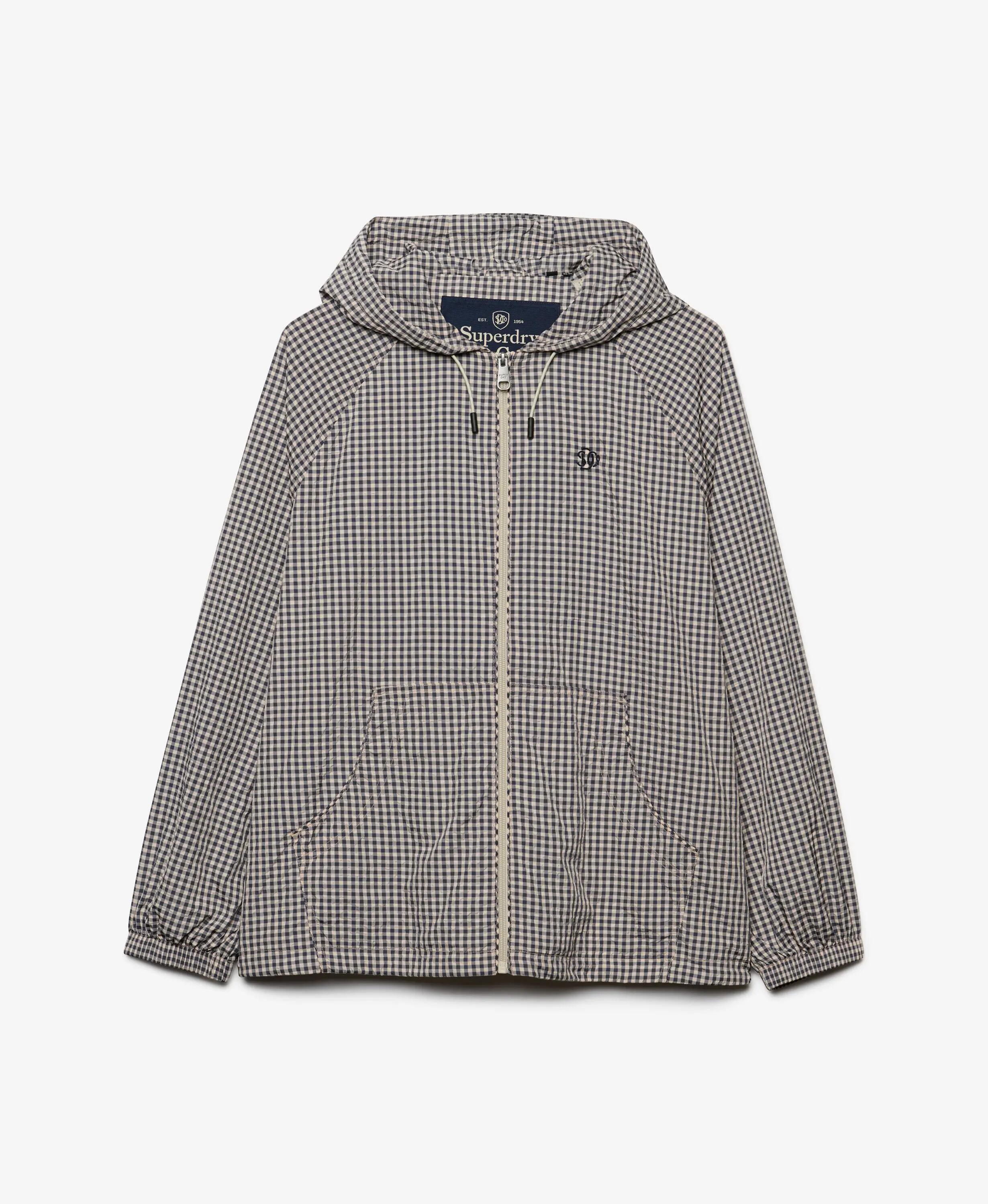 superdry Giacca a vento Checked Raglan in poliestere riciclato – Navy/ Ecru 7/7