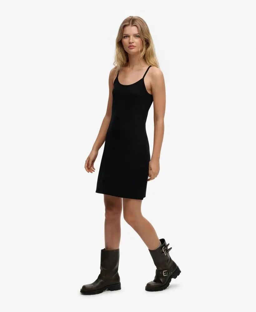 superdry Vestido Cami Mini em Jersey, corte slim – Black 3/6
