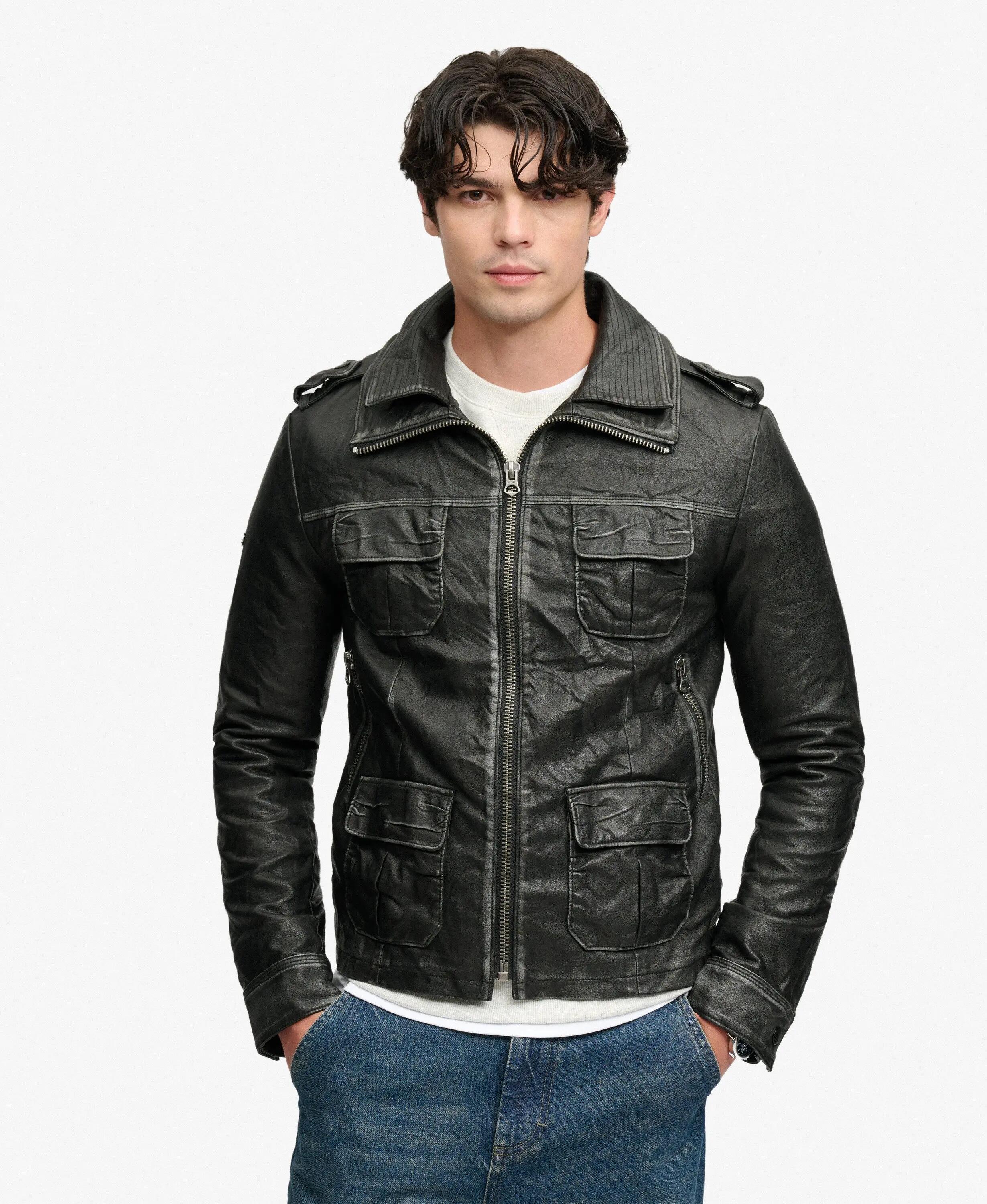superdry Casaco militar Brad imitação couro – Black 5/7