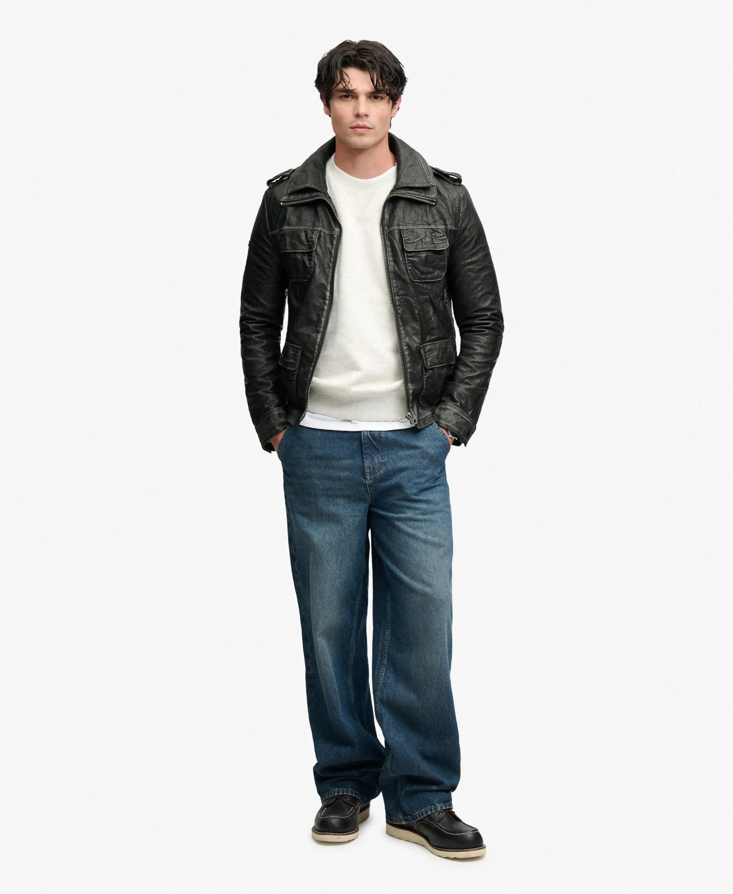 superdry Casaco militar Brad imitação couro – Black 3/7