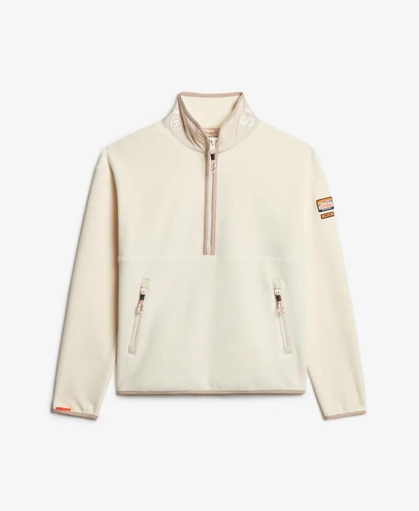 superdry Active Half Zip Fleece in poliestere riciclato con elastan – Rice White 6/6