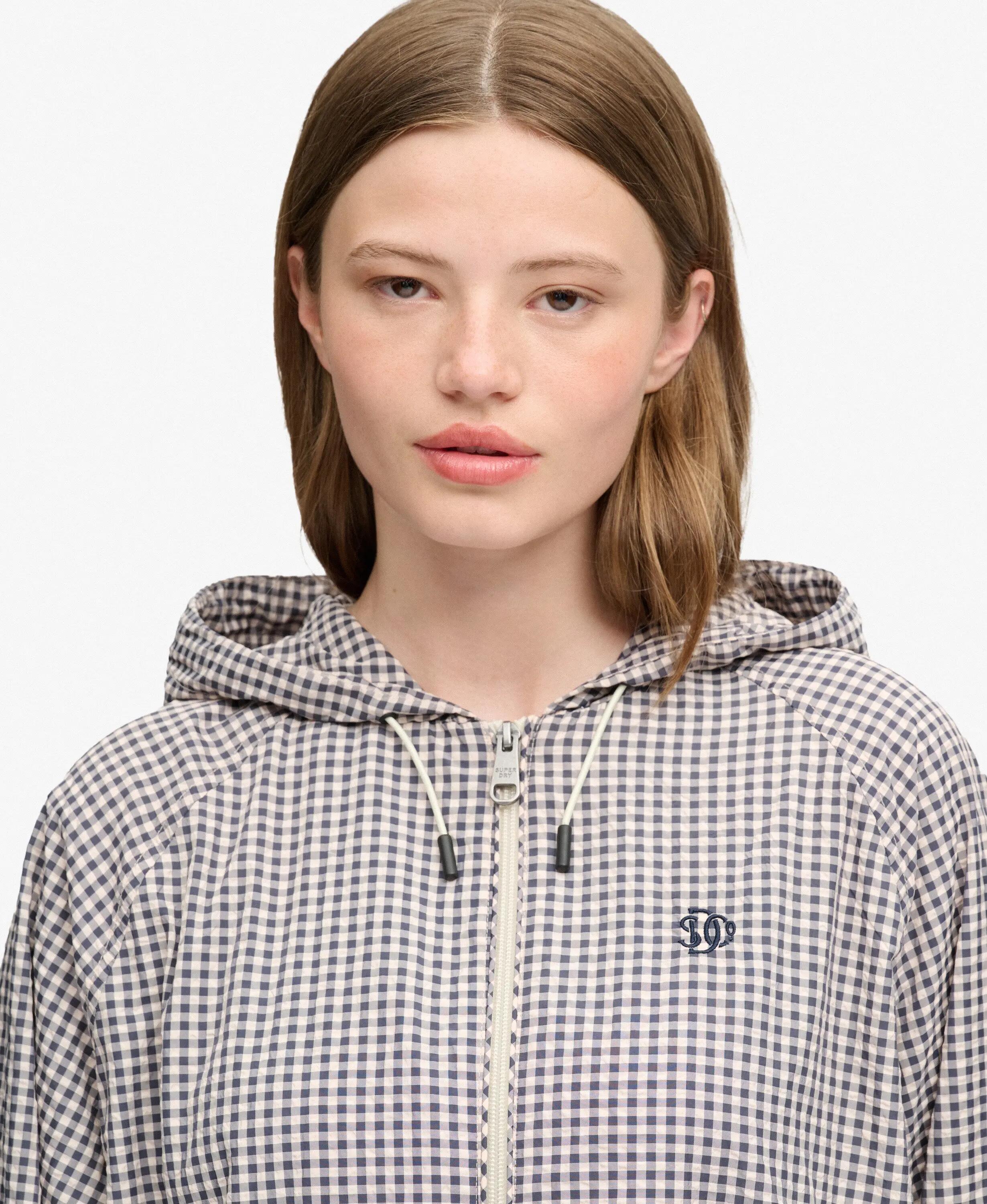 superdry Giacca a vento Checked Raglan in poliestere riciclato – Navy/ Ecru 4/7