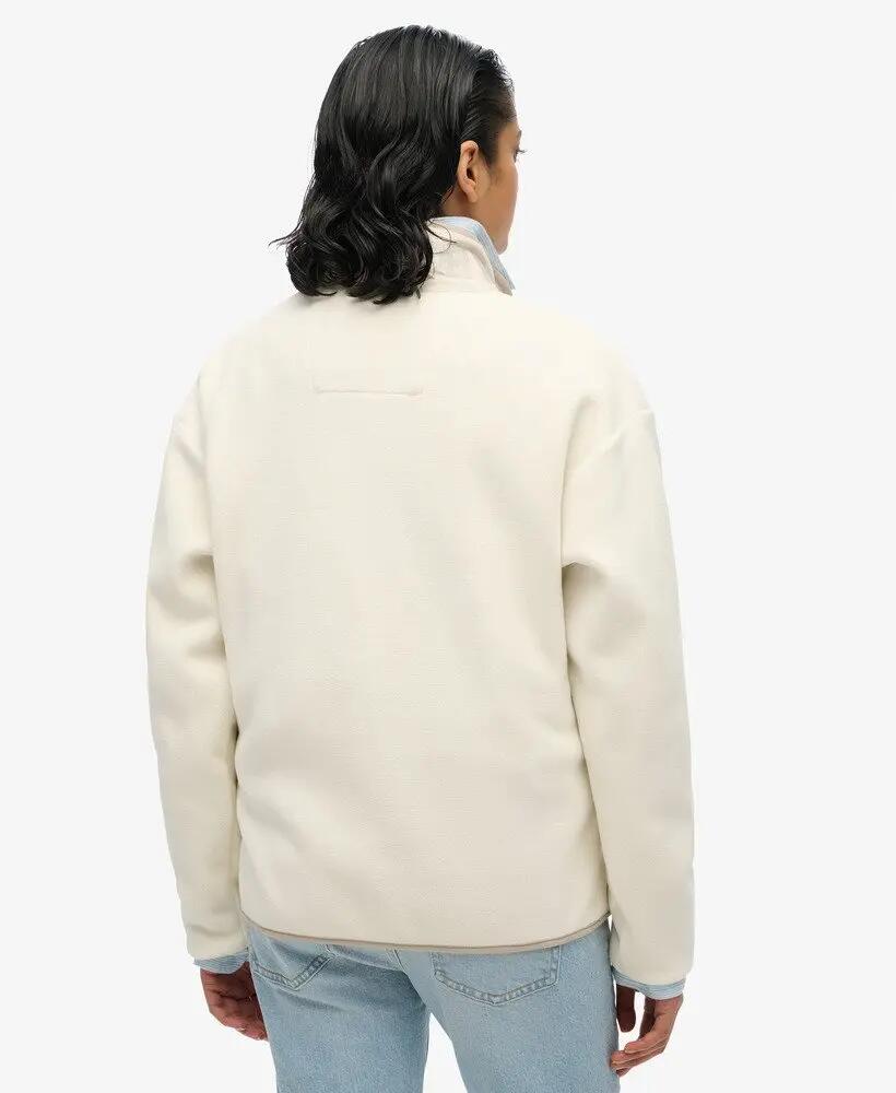 superdry Active Half Zip Fleece in poliestere riciclato con elastan – Rice White 4/6