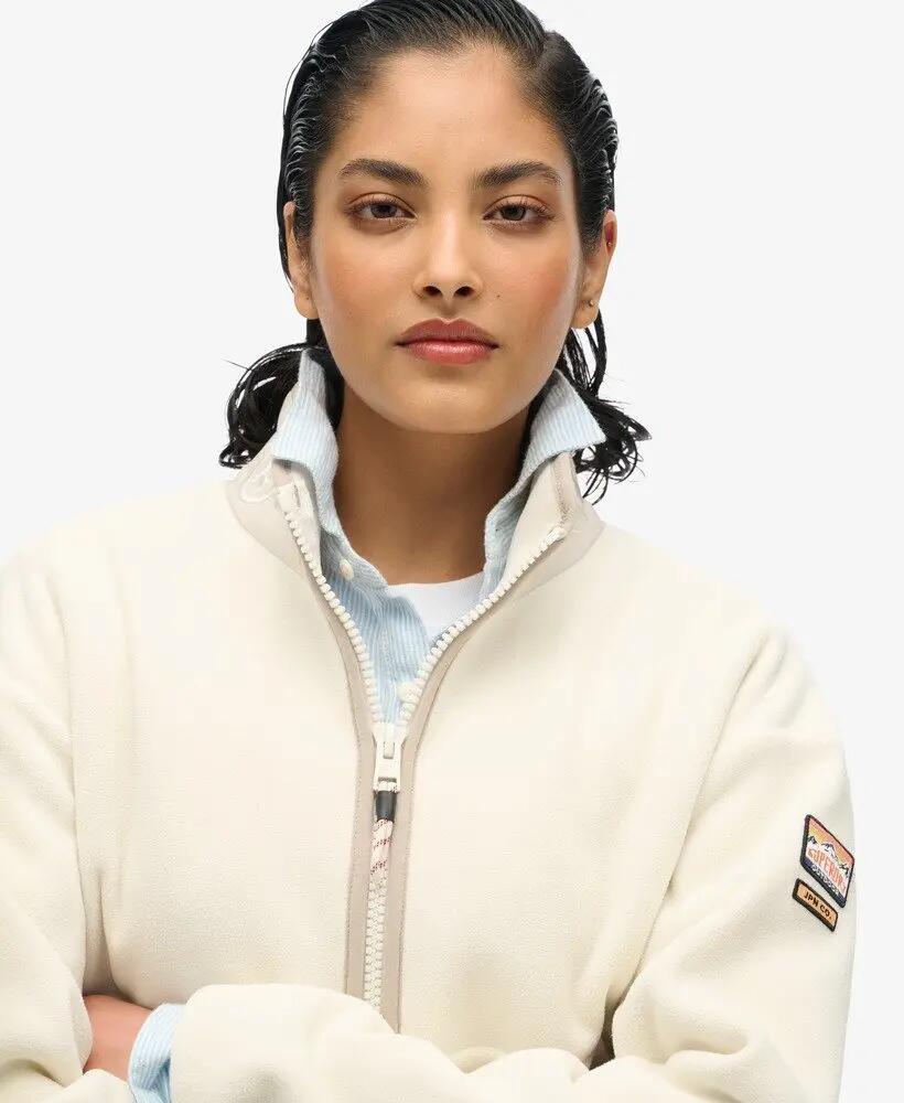 superdry Active Half Zip Fleece in poliestere riciclato con elastan – Rice White 3/6