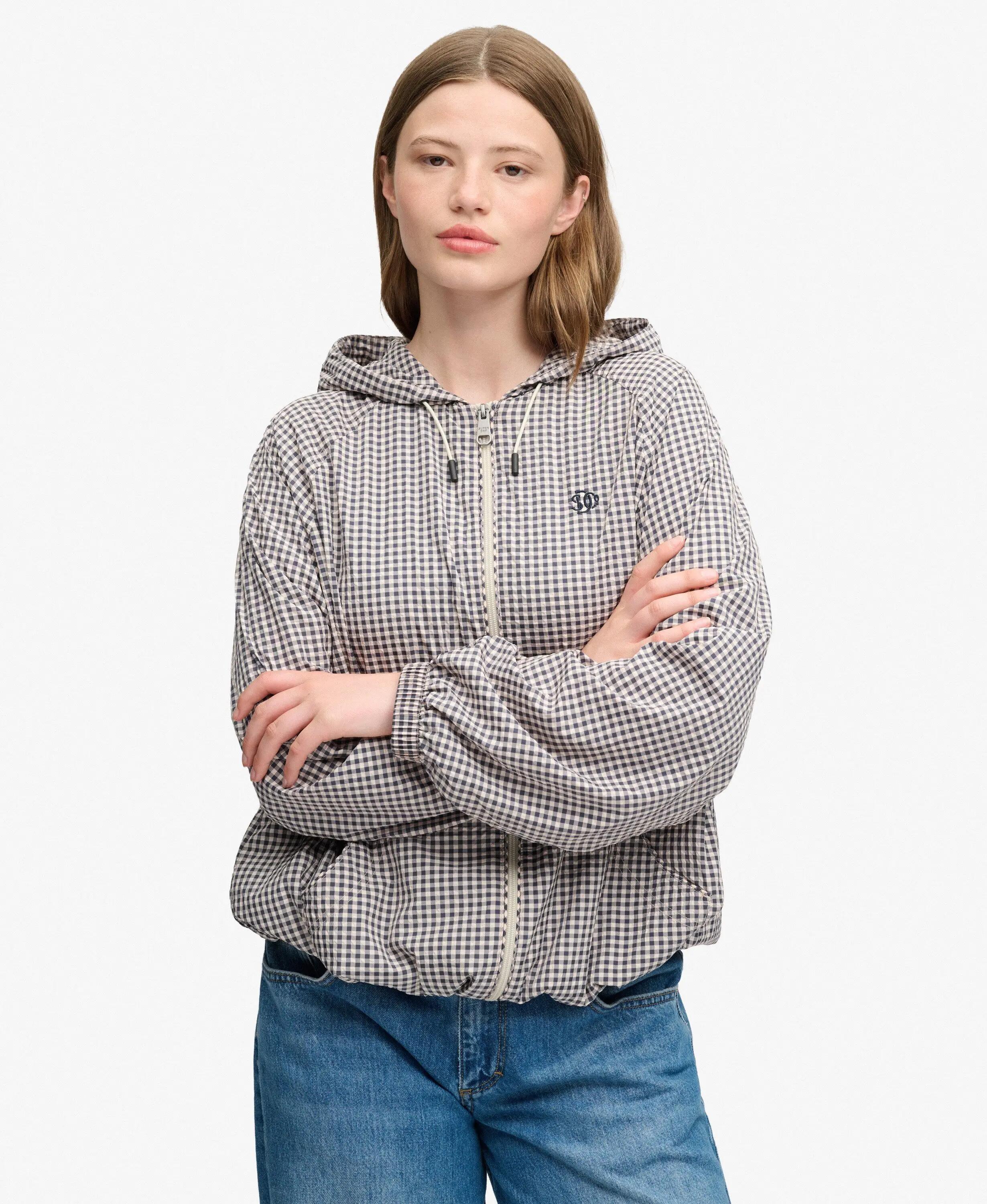 superdry Giacca a vento Checked Raglan in poliestere riciclato – Navy/ Ecru 2/7