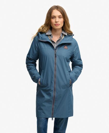 superdry Longline Windbreaker Jas Losse Pasvorm Waterafstotend – Dry Slate Blue
