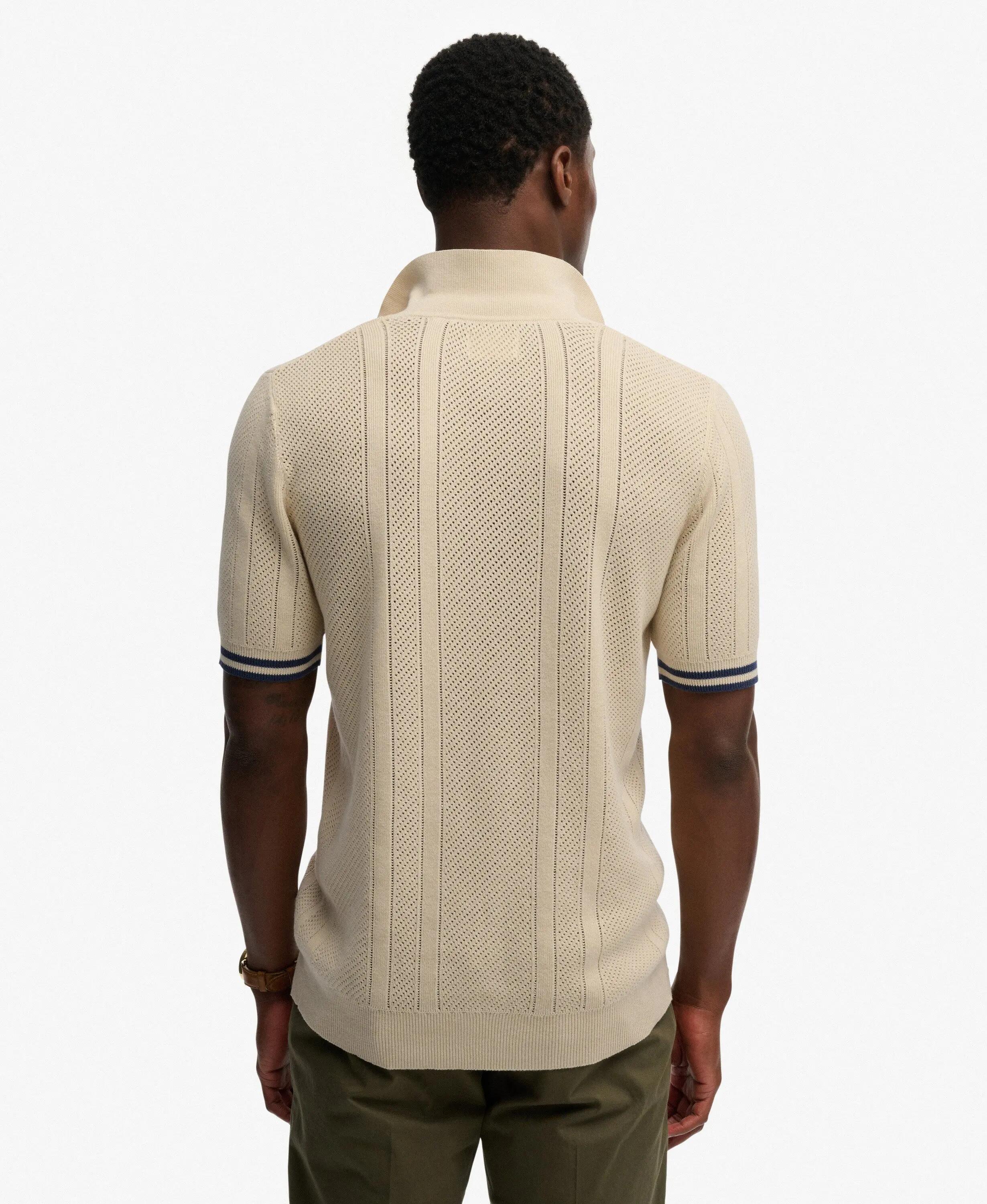 superdry Polo de malha manga curta 100% algodão biológico – Oatmeal Beige 5/7