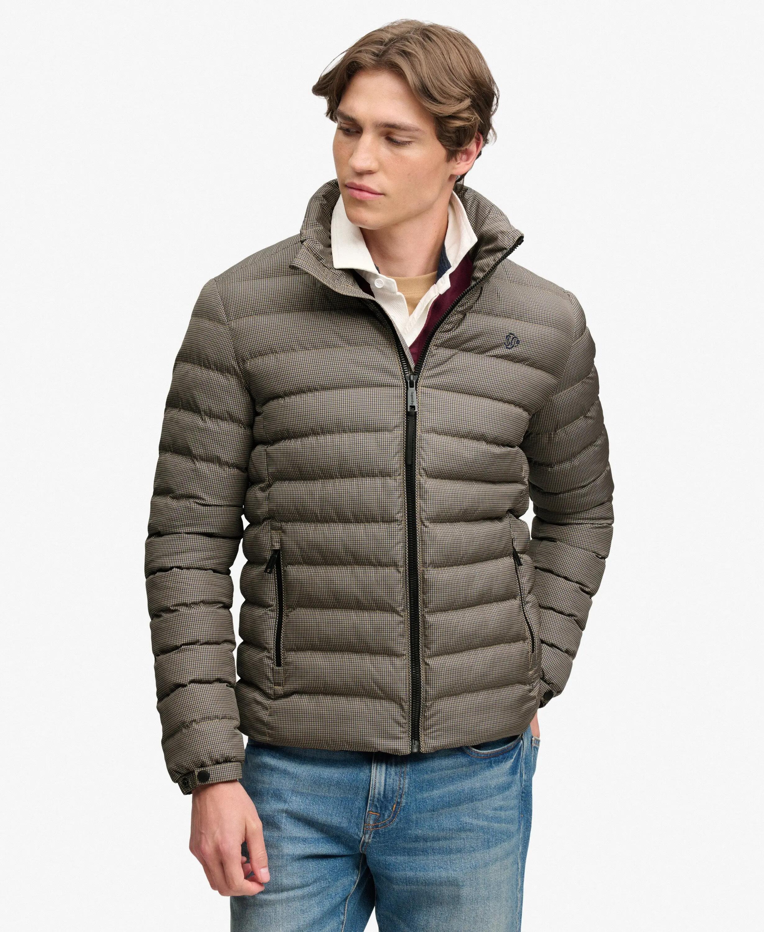 superdry Giacca imbottita Fuji Estate slim fit – Brown Heritage Check 5/7