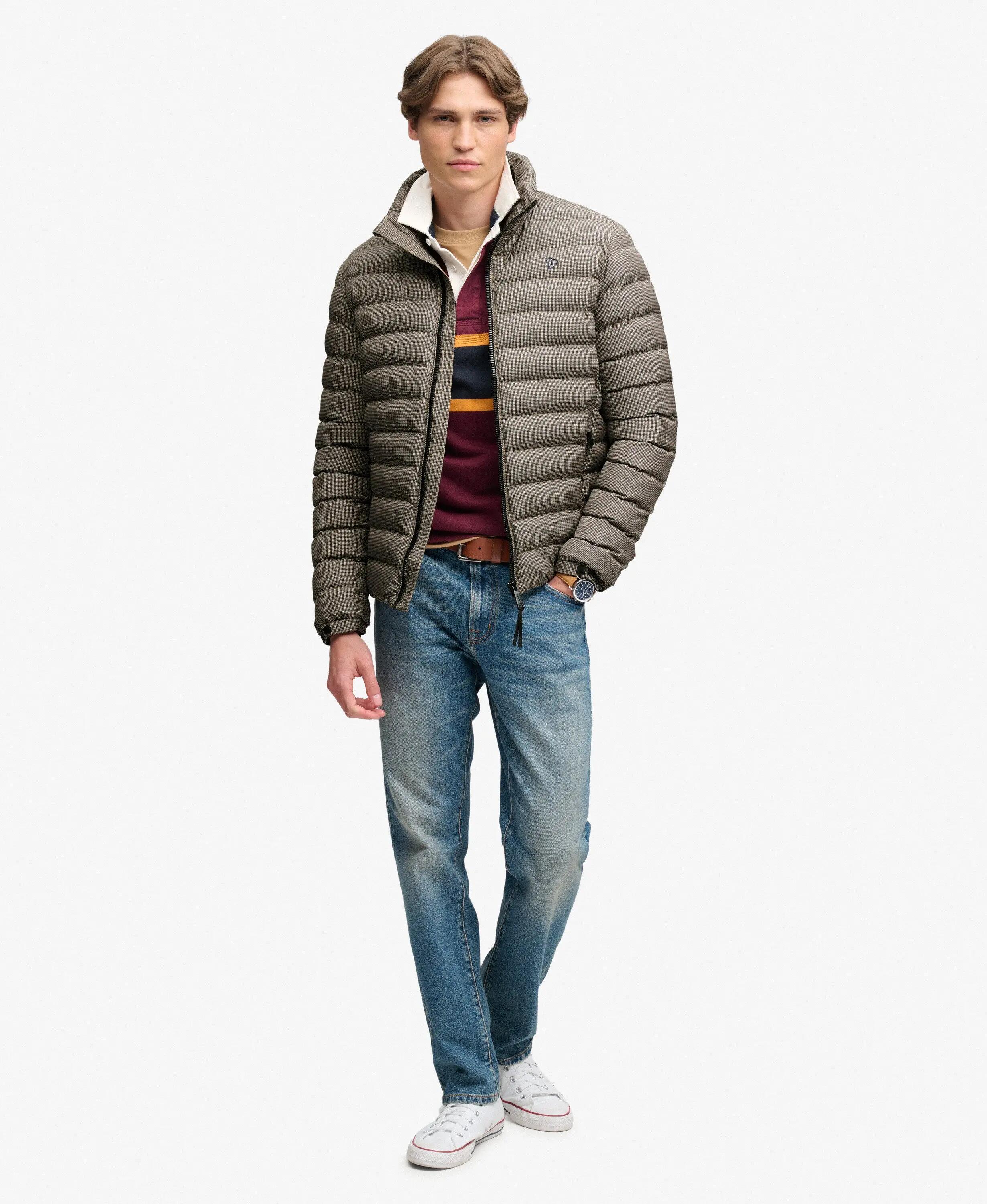 superdry Giacca imbottita Fuji Estate slim fit – Brown Heritage Check 3/7