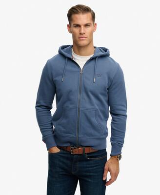 Superdry essential logo halve geborstelde zip hoodie – icy blue marl