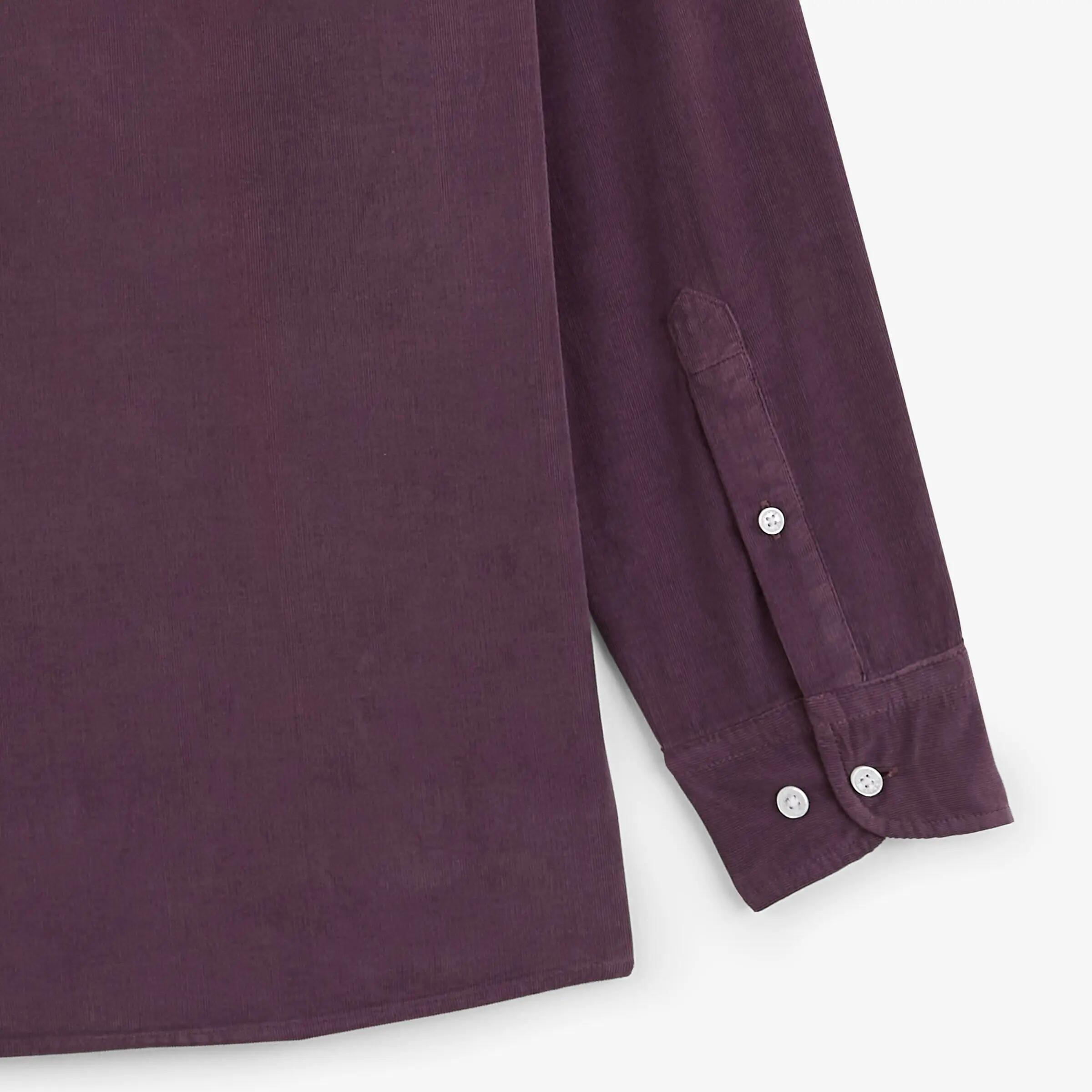 Chemise manches longues velours côtelé rouge vigne 4/4