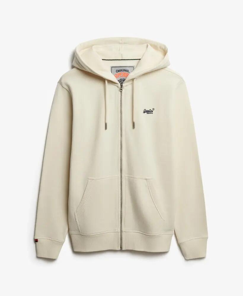 superdry Felpa con zip Essential Logo Half Brushed – DUSTY WHITE 7/7