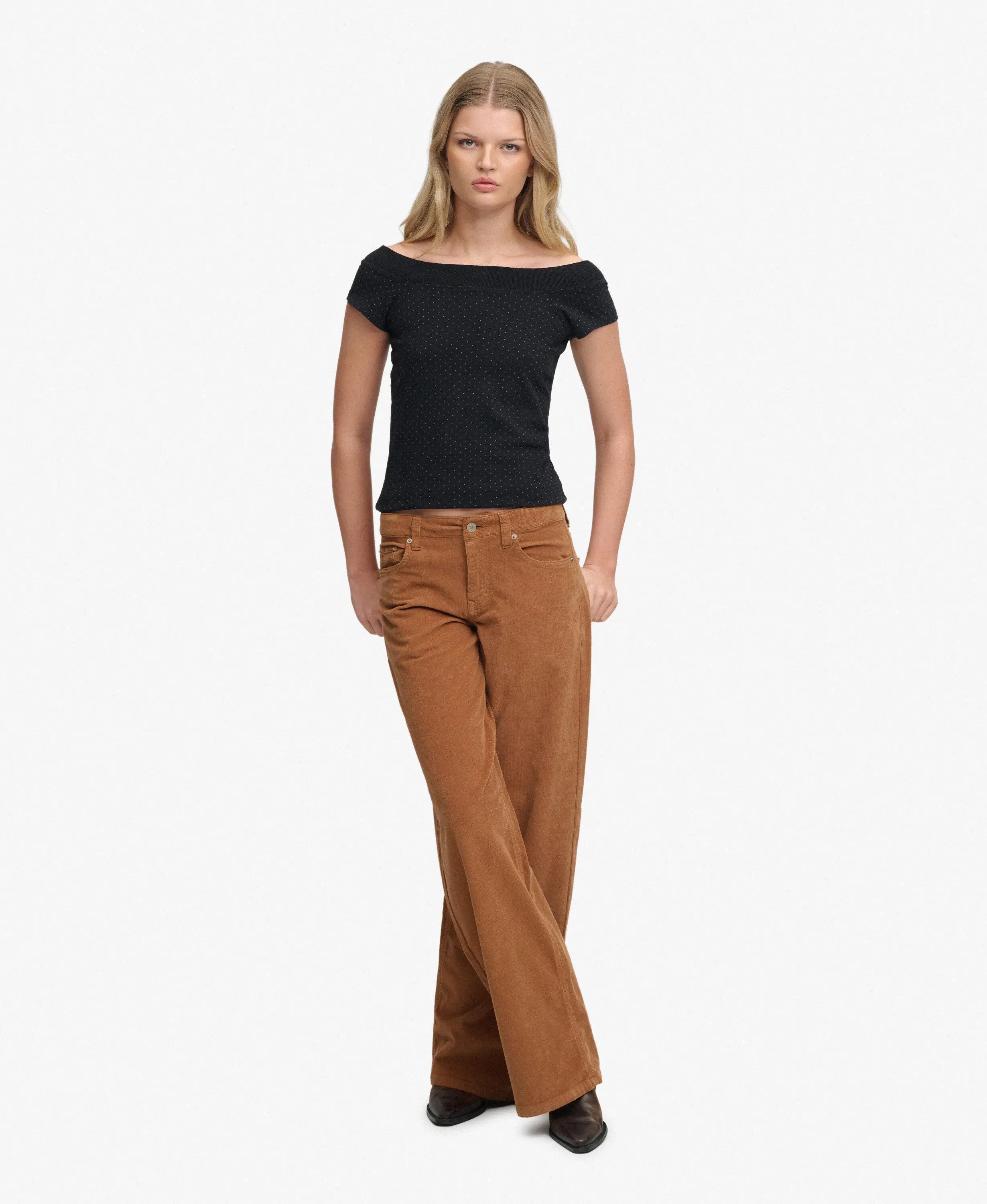 superdry Top donna scollatura off-shoulder con motivo in cotone biologico – 3/7