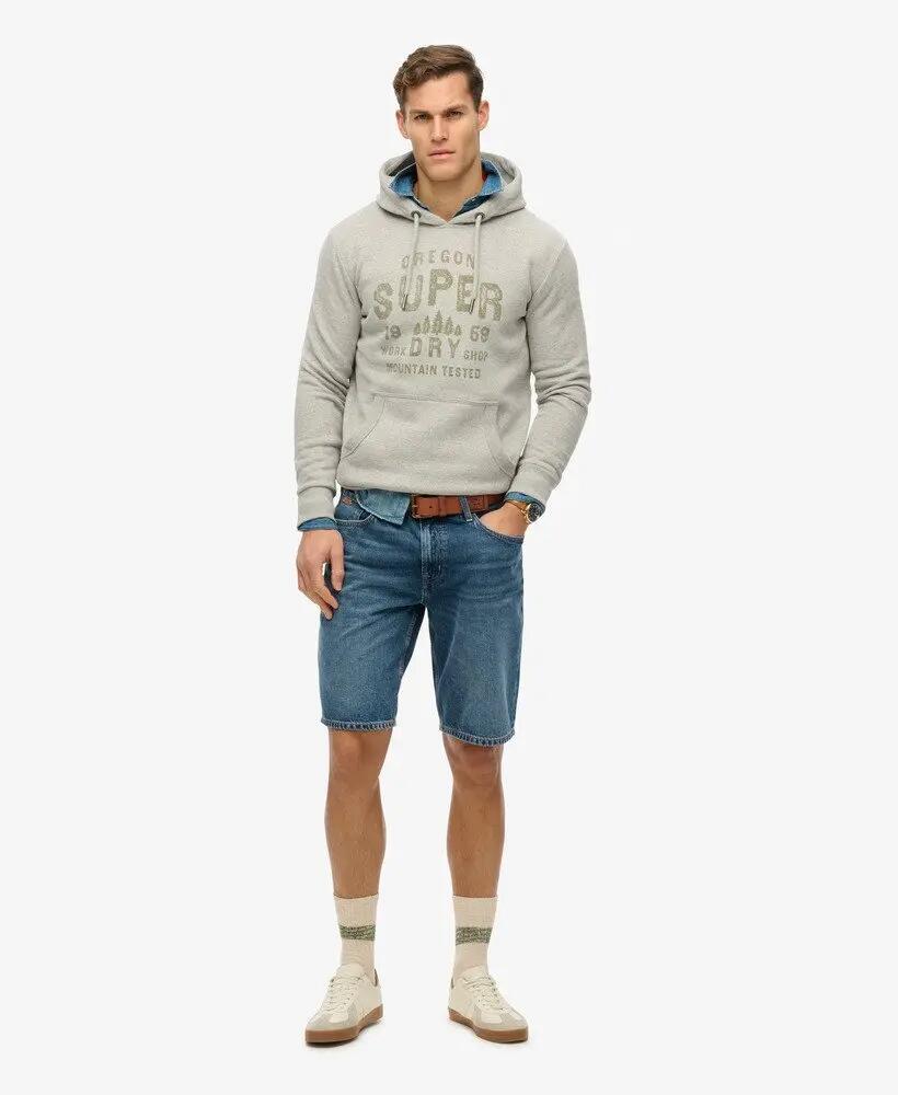 superdry Work Shop Hood sweat en coton mélangé – GREY MARL 2/4