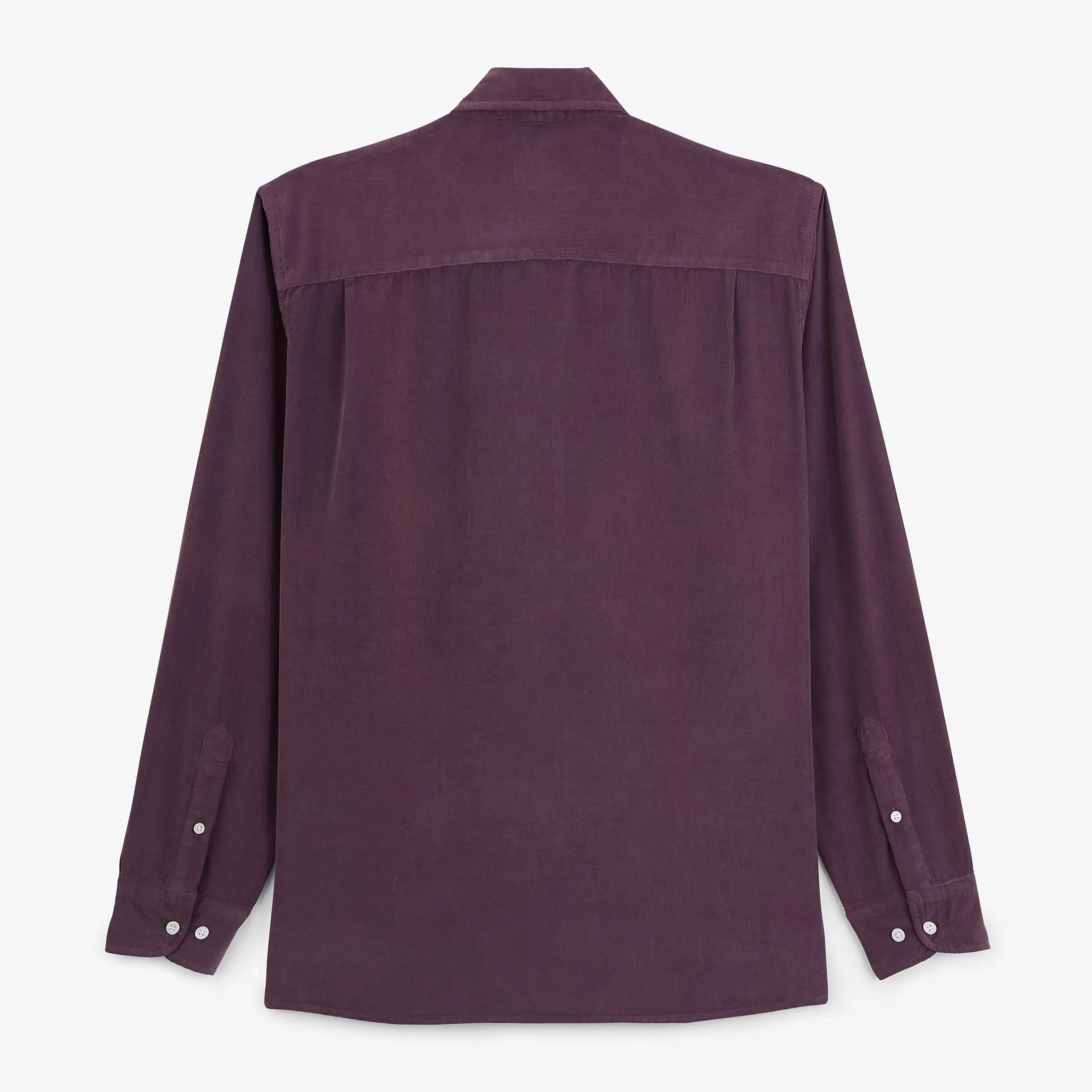 Chemise manches longues velours côtelé rouge vigne 2/4
