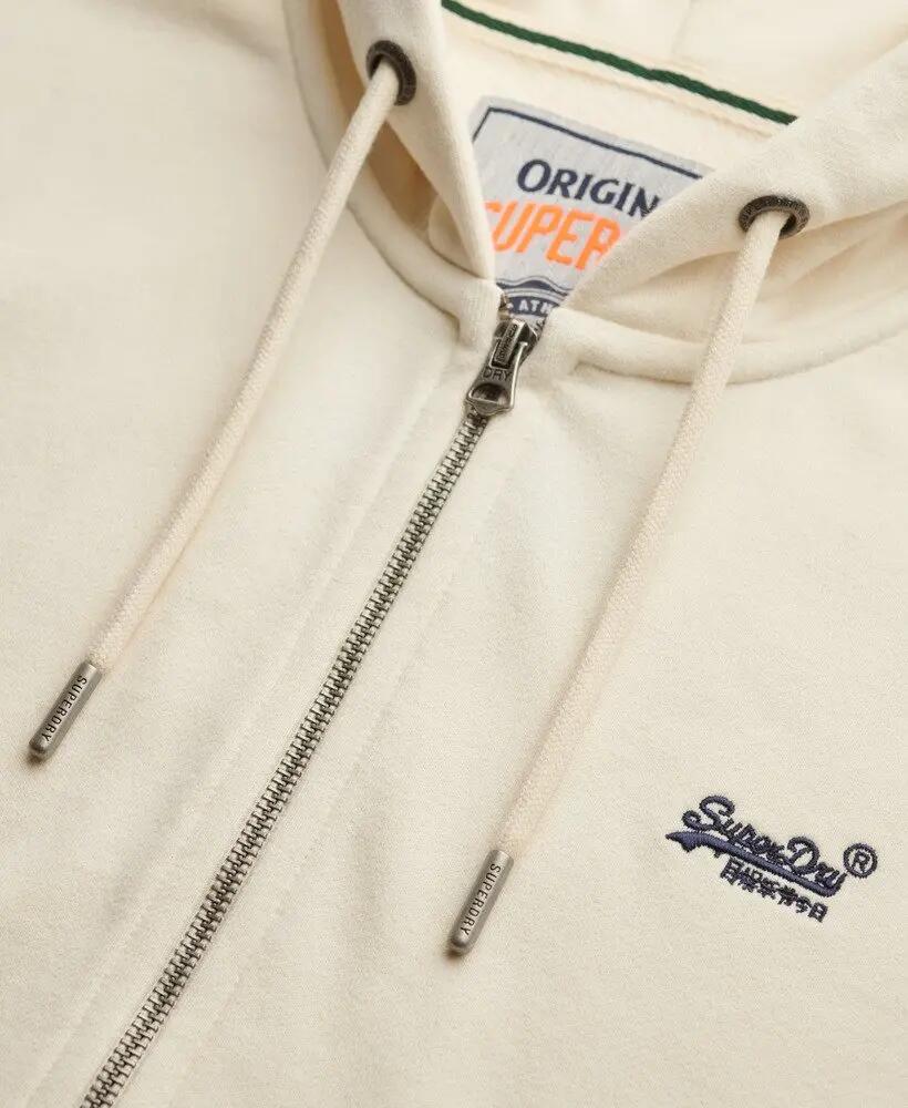 superdry Felpa con zip Essential Logo Half Brushed – DUSTY WHITE 6/7