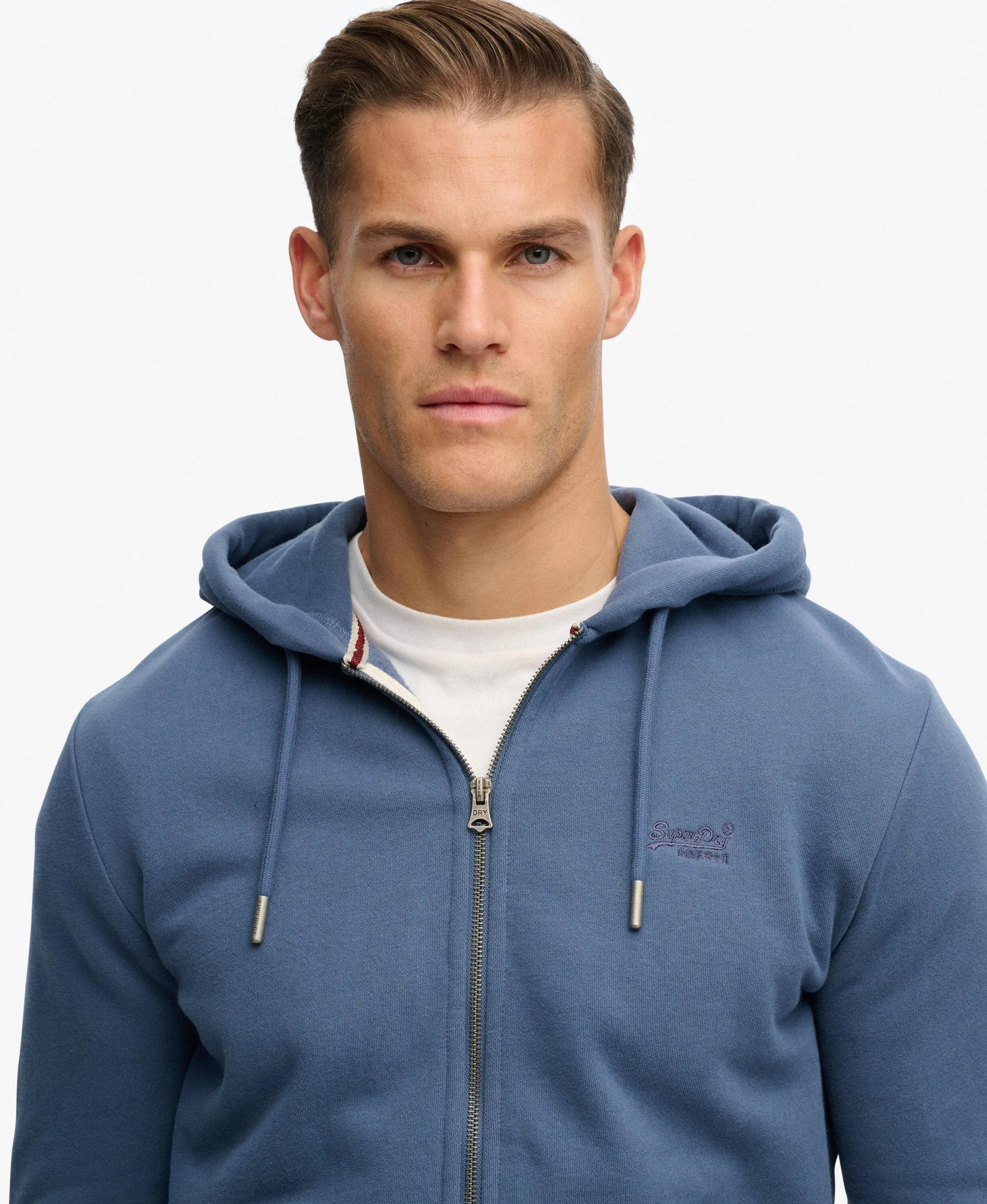 superdry felpa con zip Essential Logo Half Brushed, slim fit – Vintage Indigo 4/5