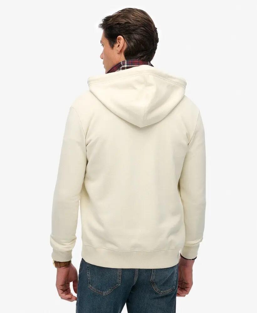 superdry Felpa con zip Essential Logo Half Brushed – DUSTY WHITE 5/7
