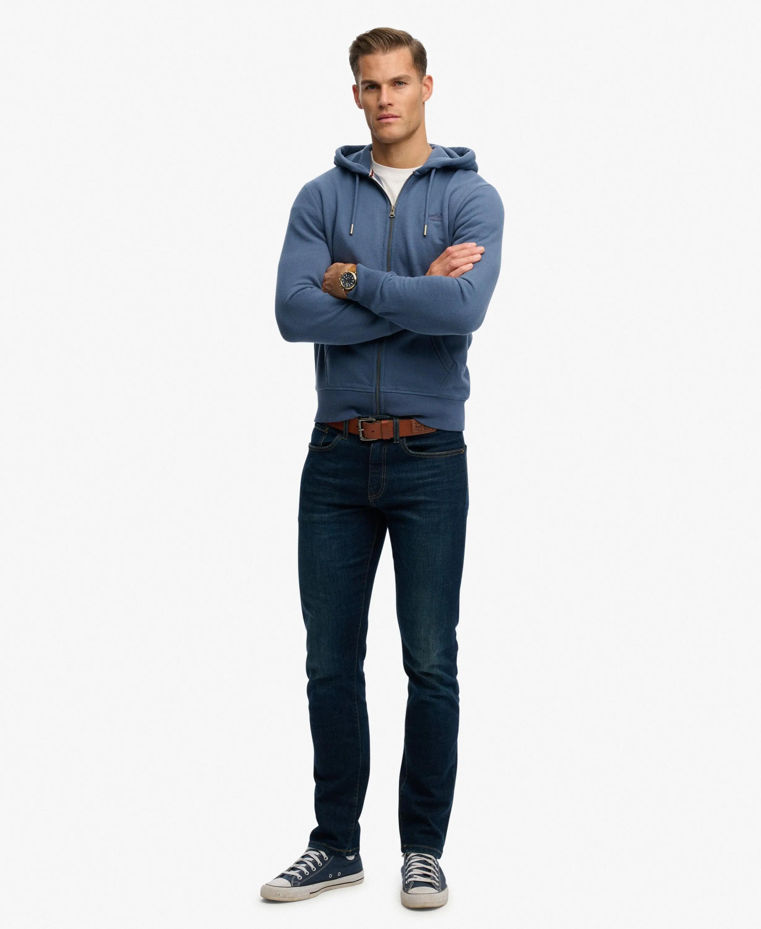superdry felpa con zip Essential Logo Half Brushed, slim fit – Vintage Indigo 3/5