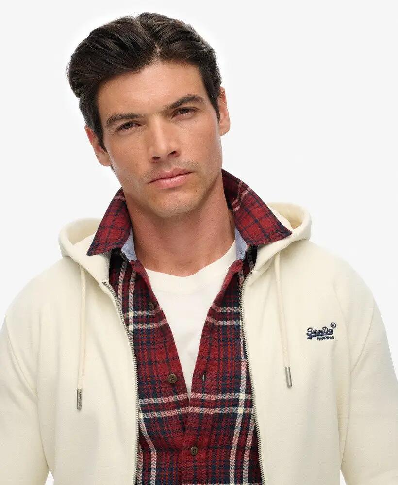 superdry Felpa con zip Essential Logo Half Brushed – DUSTY WHITE 4/7