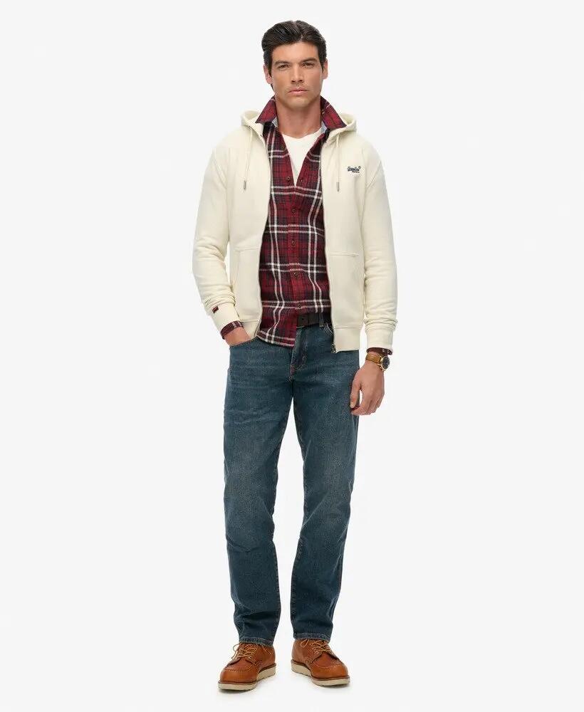superdry Felpa con zip Essential Logo Half Brushed – DUSTY WHITE 3/7