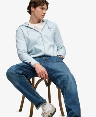 Superdry essential logo halve geborstelde zip hoodie – icy blue marl