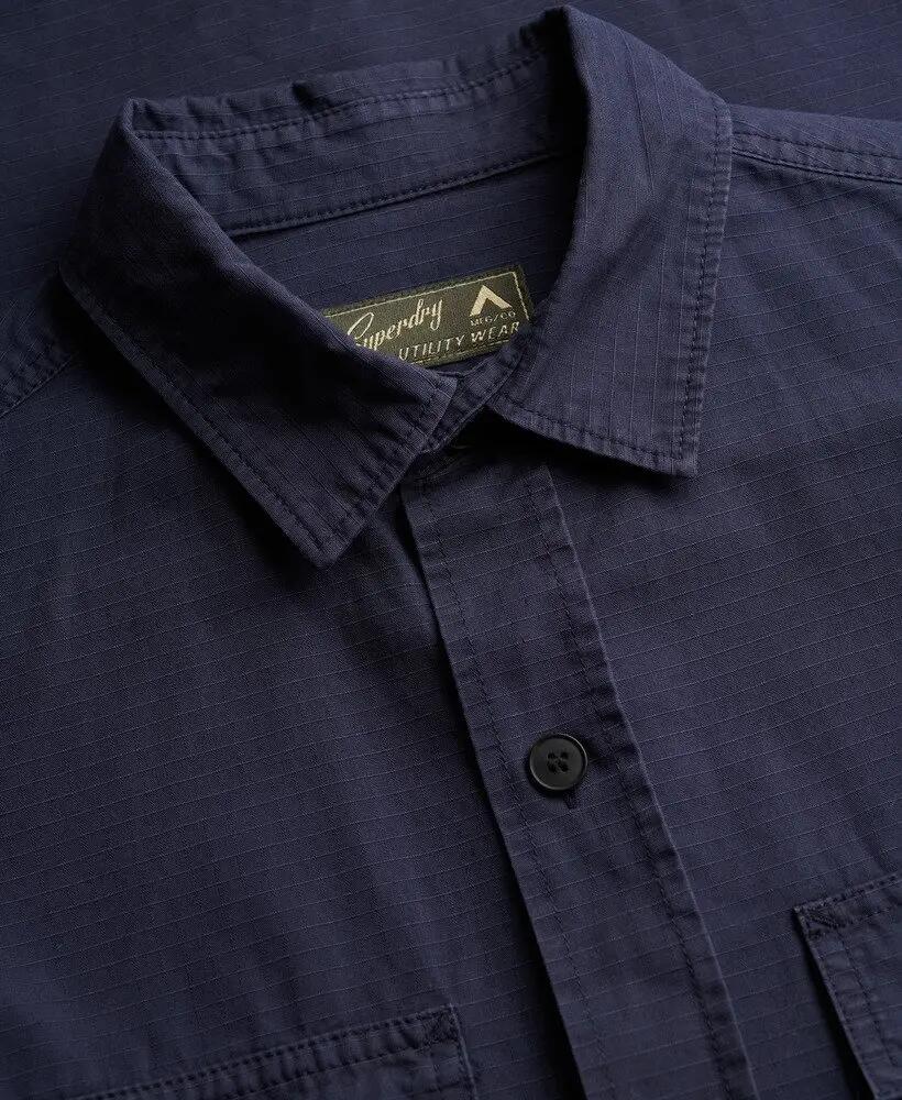 superdry Camicia manica lunga Military in cotone ripstop – FRENCH NAVY 6/7
