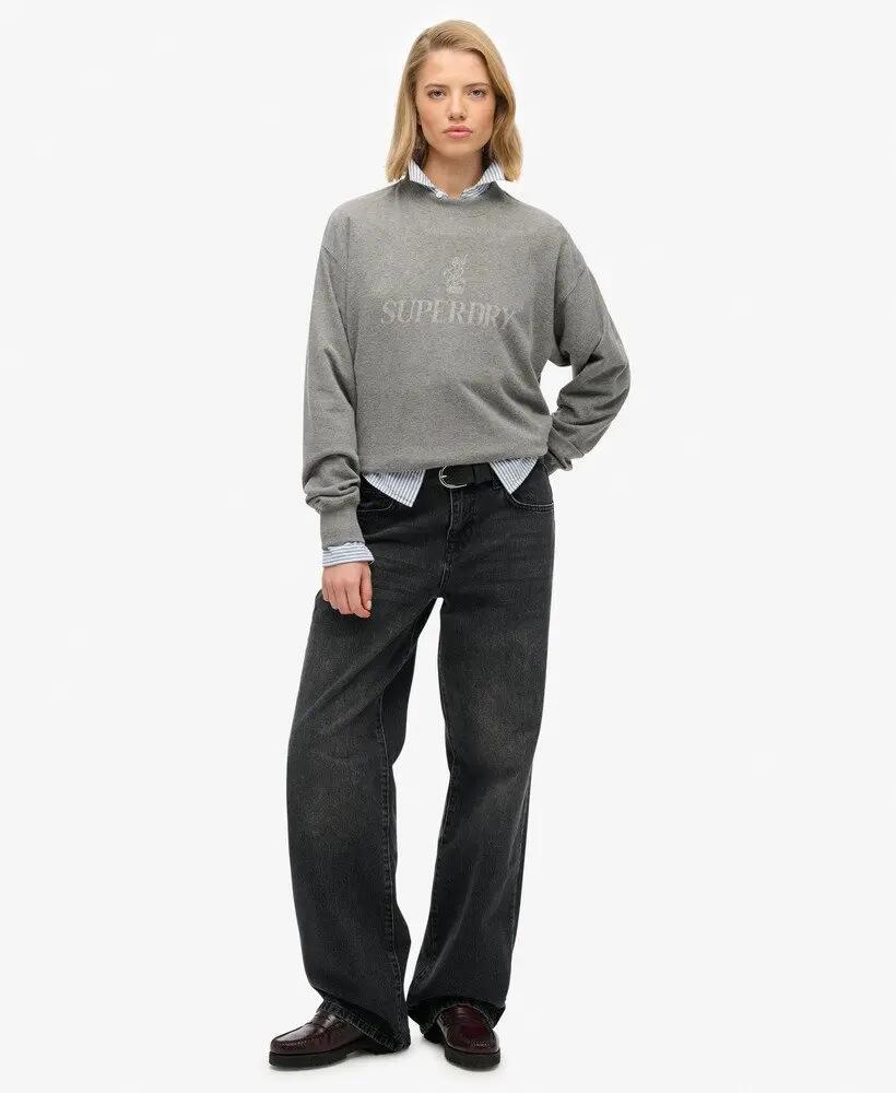 superdry Felpa British Design Relaxed Fit – CHARCOAL MARL 3/6