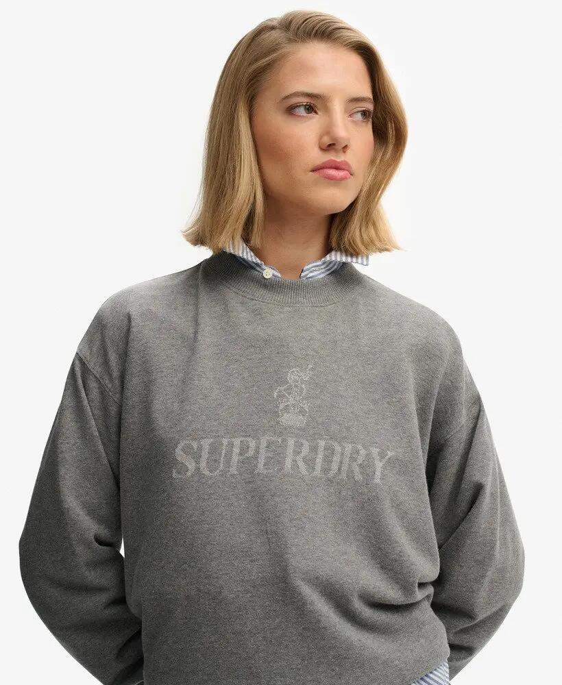 superdry Felpa British Design Relaxed Fit – CHARCOAL MARL 2/6