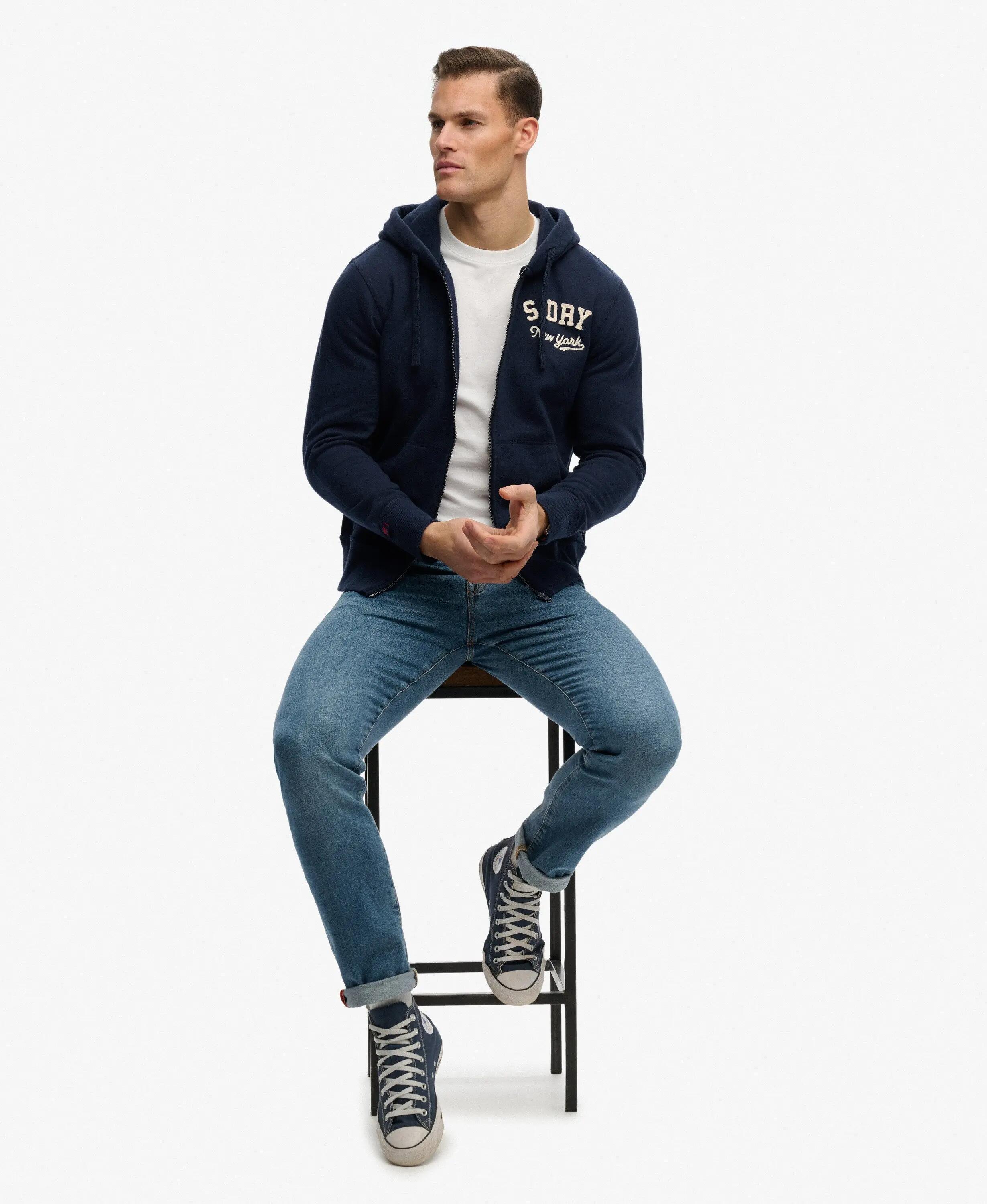 superdry Hoodie Vintage Athletic com fecho e capuz, 100% algodão, Loose Fit – 2/7