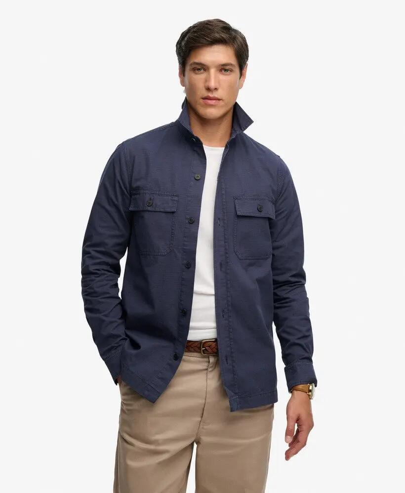 superdry Camicia manica lunga Military in cotone ripstop – FRENCH NAVY 2/7