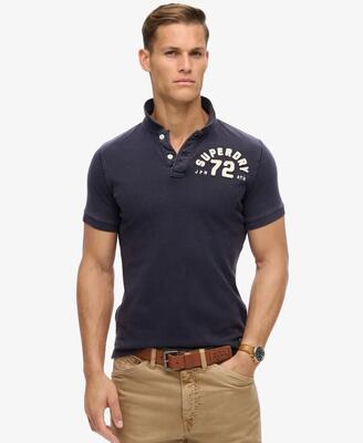 Superdry vintage athletic polo van 100% katoen piqué – eclipse navy