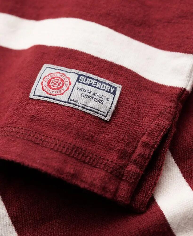 superdry Polo Vintage Athletic en coton – Rich Burgundy/Cream Stripe 6/6