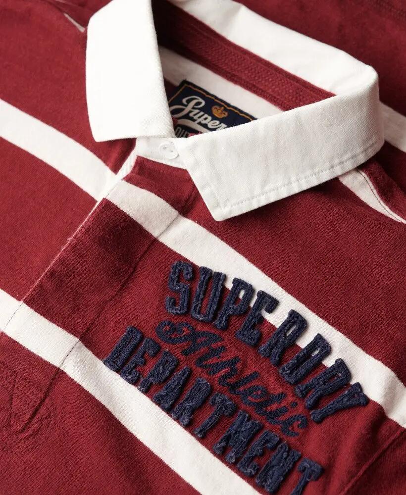 superdry Polo Vintage Athletic en coton – Rich Burgundy/Cream Stripe 5/6
