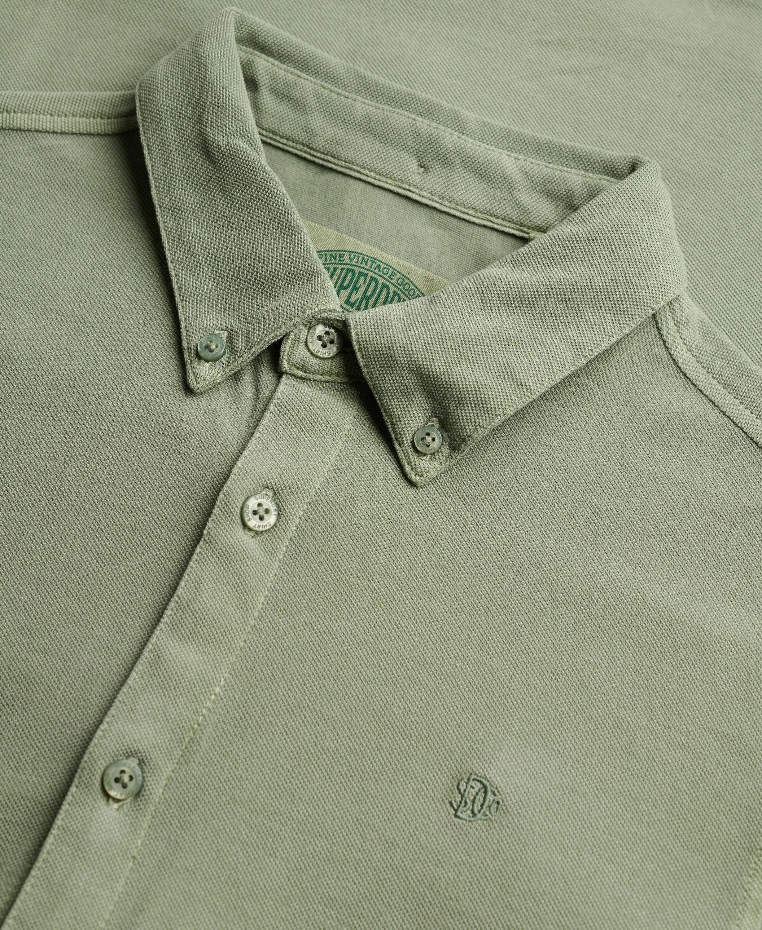 superdry Camisa Vintage Destroy Pique manga comprida – Lily Pad Green 6/7