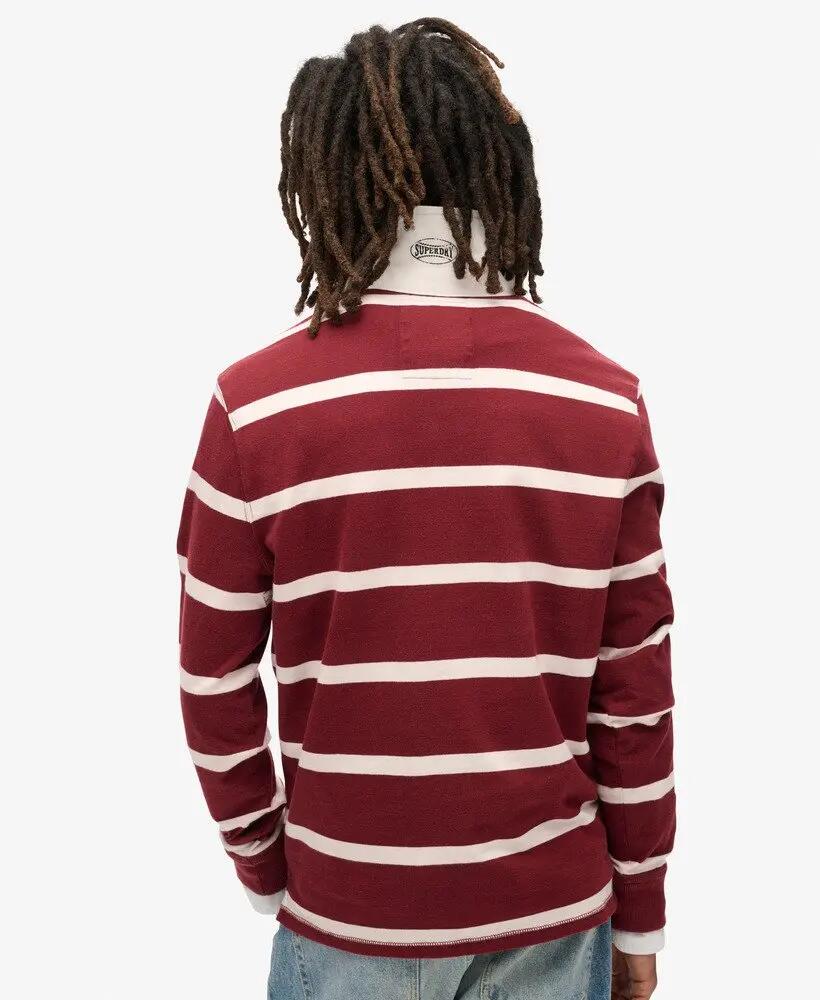 superdry Polo Vintage Athletic en coton – Rich Burgundy/Cream Stripe 4/6
