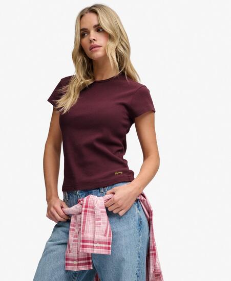 superdry Damen T-Shirt Athletic Essential Slim Fit Bio-Baumwolle – Port Red