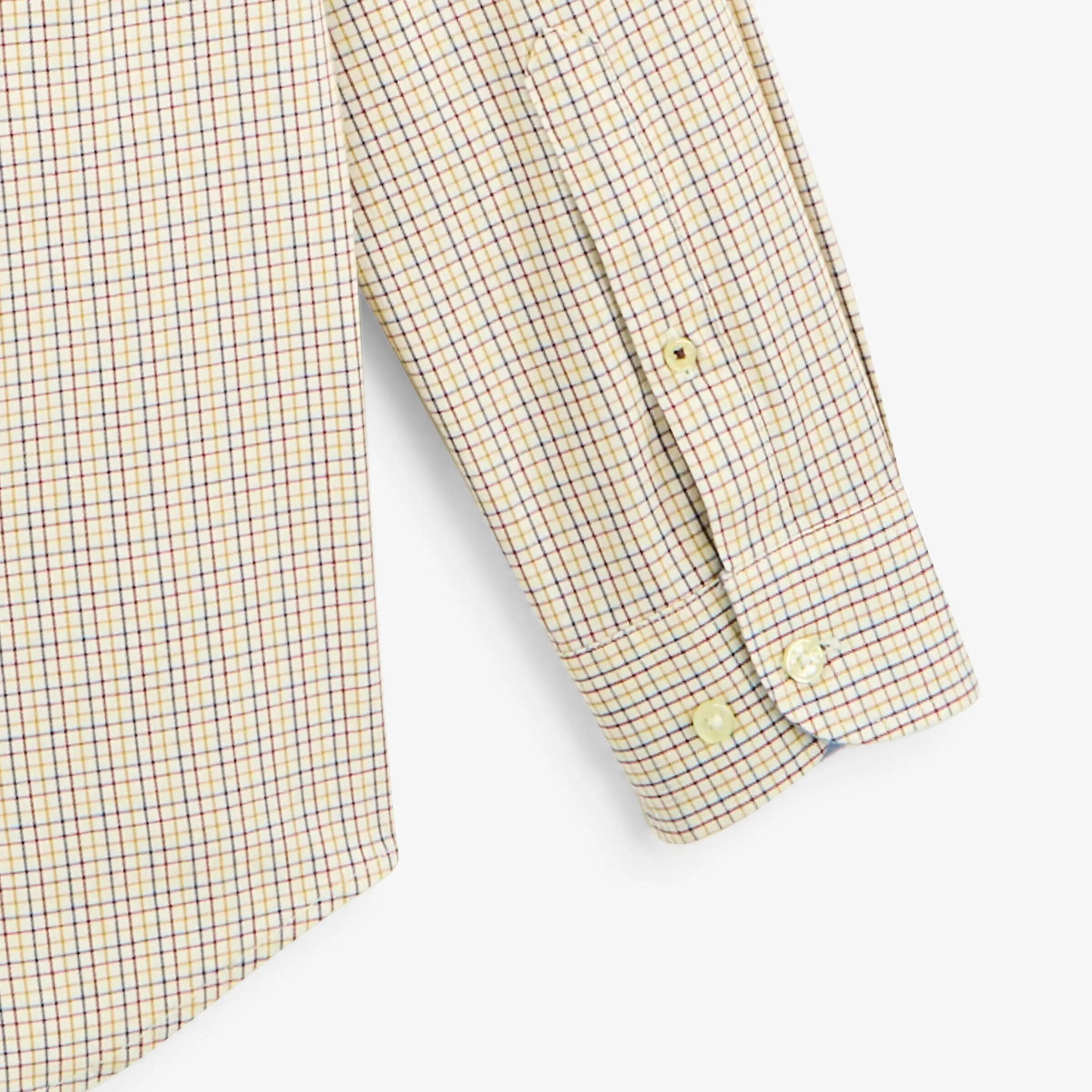 Chemise manches longues coton petits carreaux jaune moutarde 5/6
