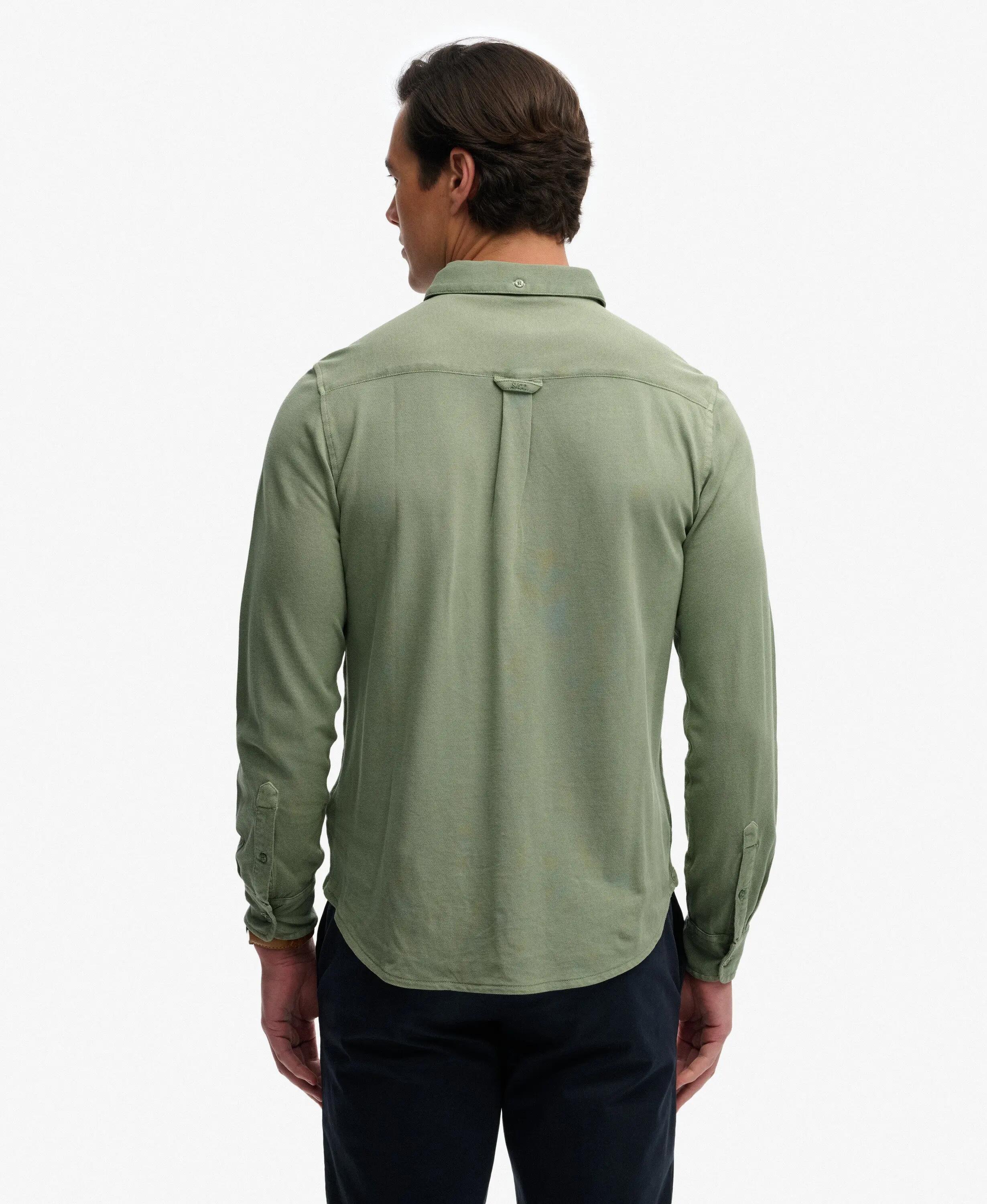 superdry Camisa Vintage Destroy Pique manga comprida – Lily Pad Green 5/7