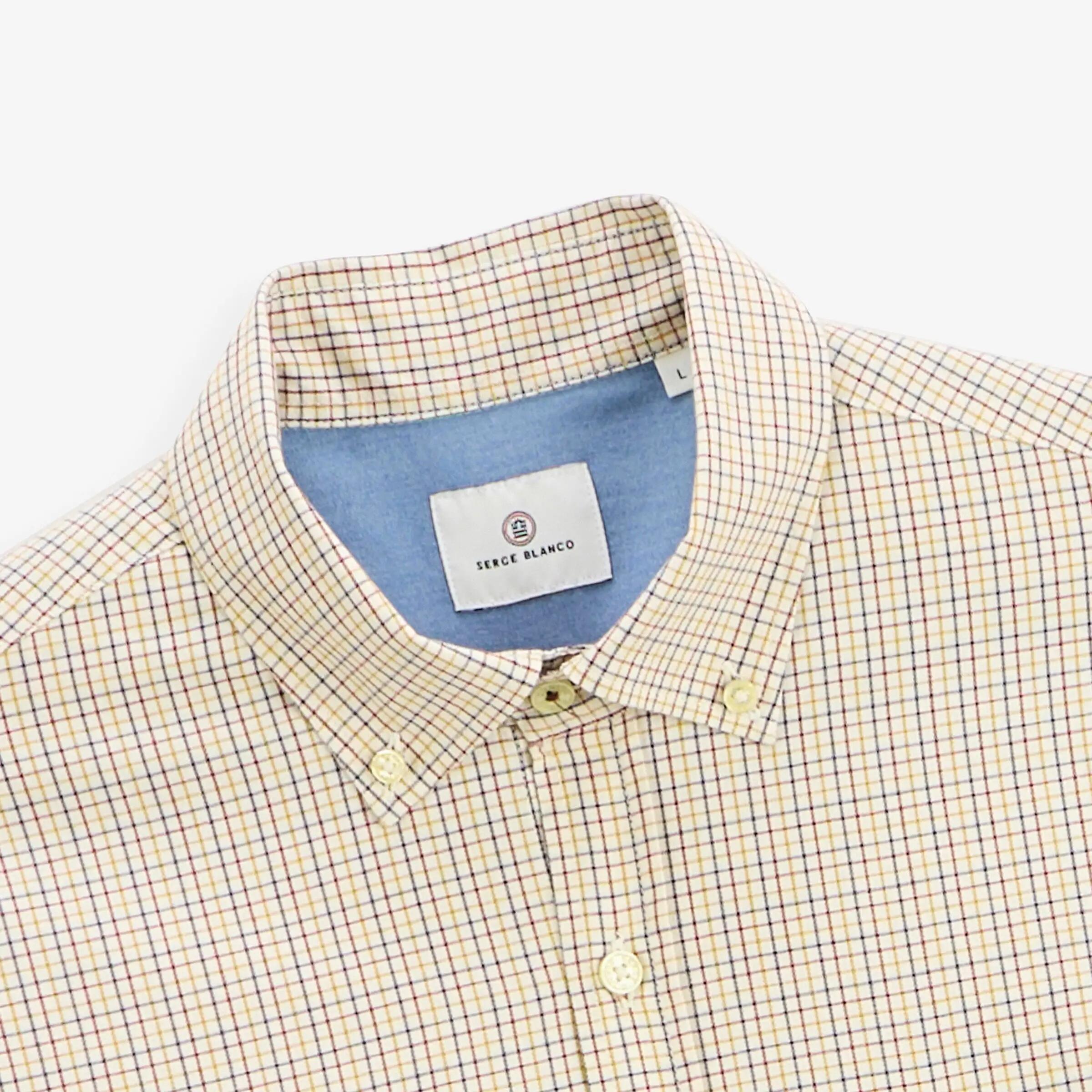 Chemise manches longues coton petits carreaux jaune moutarde 4/6